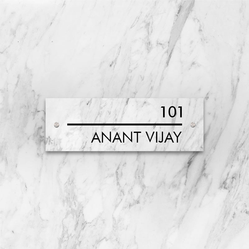 WhiteMarble Elegance - UV Printed Nameplates